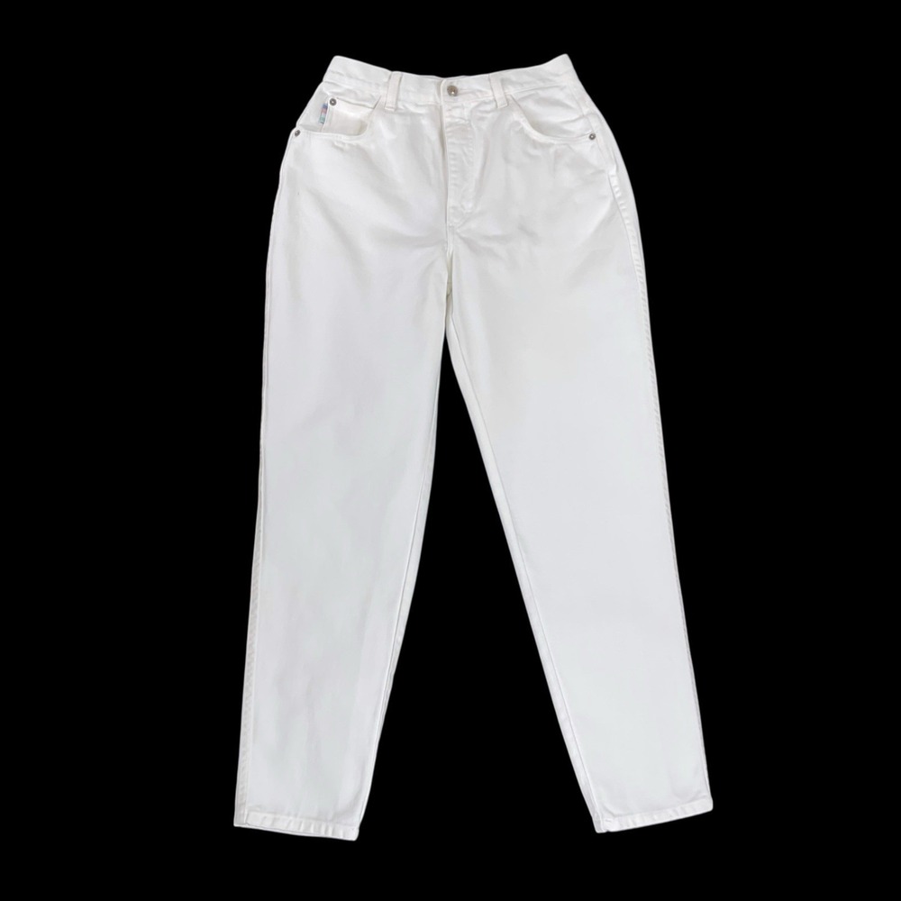 VTG Gitano Jeans Women 12R (ACTUAL 27x29) White High Waisted Tapered Leg‎ 90s